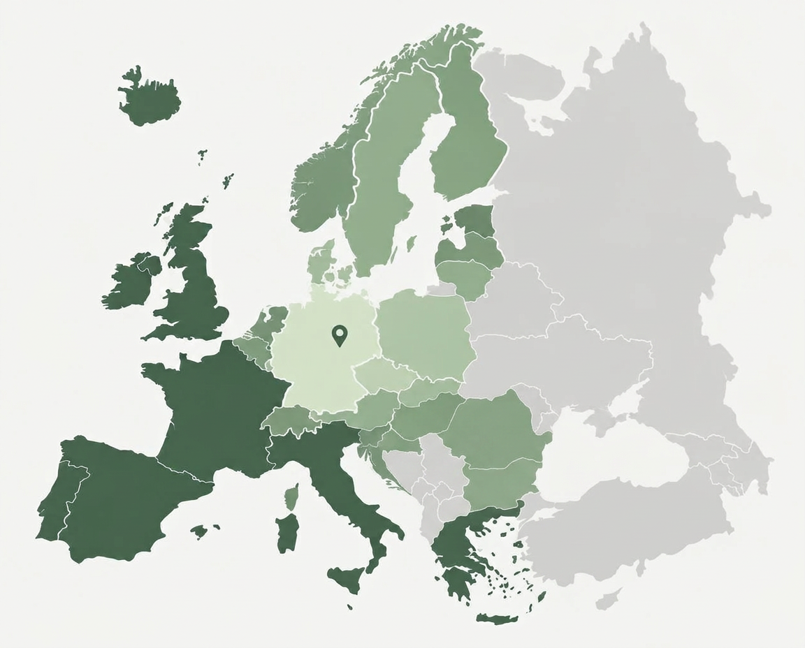 Karta över leveranstider i Europa